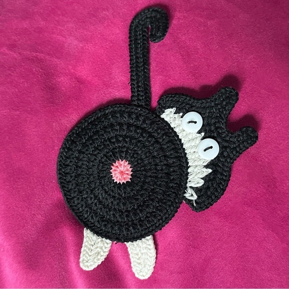Crochet Cat Coasters Set of 3 - Picture 3 of 5